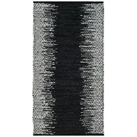 Flowers First 2 x 3 ft. Vintage Leather Hand Woven Area Rug Light Grey & Black - Accent FL1868216